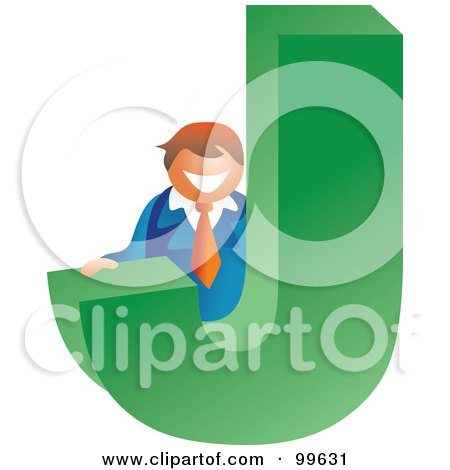 Royalty-Free (RF) Clipart Illustration of a Businessman With A Large Letter J by Prawny