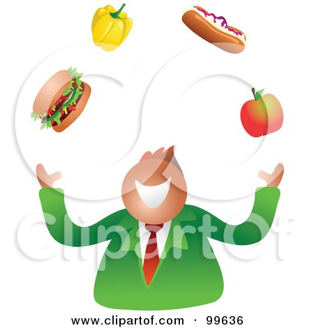 Royalty-Free (RF) Clipart Illustration of a Businessman Juggling Food by Prawny