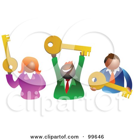 Royalty-Free (RF) Clipart Illustration of a Business Team Holding Keys by Prawny