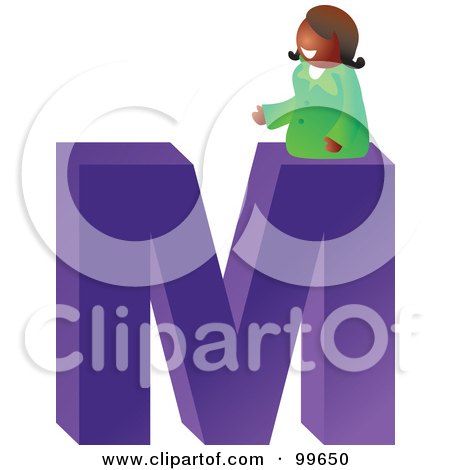 Royalty-Free (RF) Clipart Illustration of a Woman With A Large Letter M by Prawny