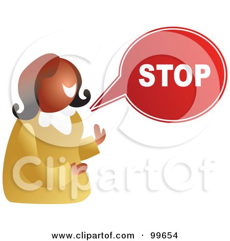 Royalty-Free (RF) Clipart Illustration of a Businesswoman With A Stop Word Balloon by Prawny