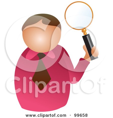 Royalty-Free (RF) Clipart Illustration of a Businessman Holding Up A Magnifying Glass by Prawny