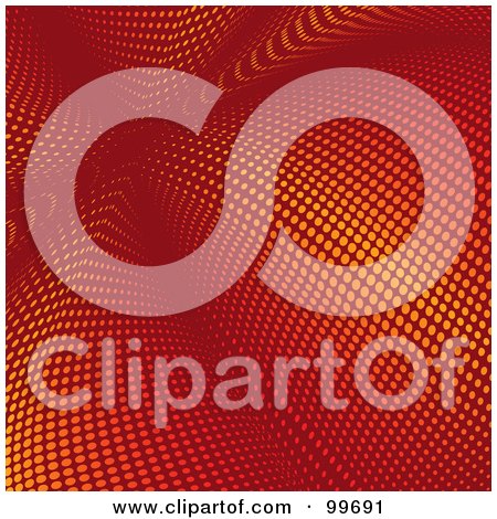 Royalty-Free (RF) Clipart Illustration of an Abstract Red And Orange Halftone Tunnel Background by elaineitalia