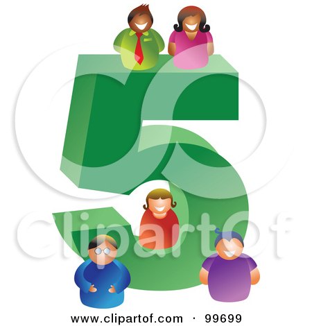 Royalty-Free (RF) Clipart Illustration of People Around A Large Number 5 by Prawny