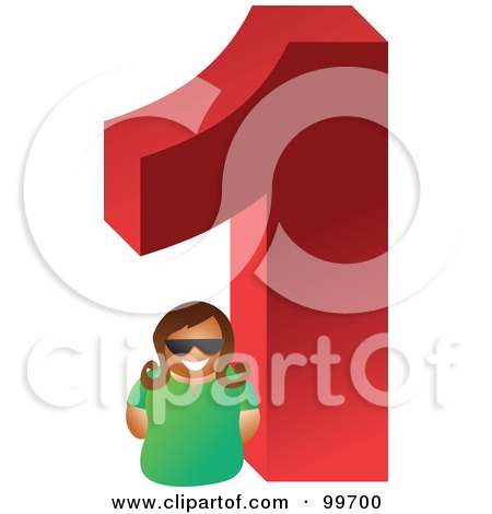 Royalty-Free (RF) Clipart Illustration of a Woman With A Large Number 1 by Prawny