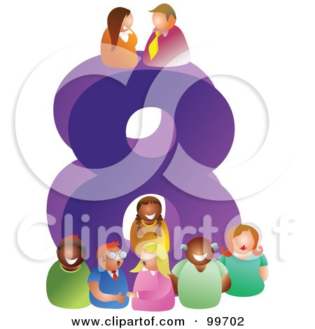 Royalty-Free (RF) Clipart Illustration of People Around A Large Number 8 by Prawny