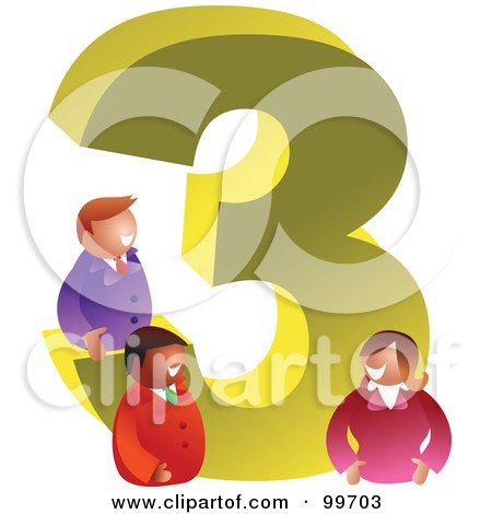 Royalty-Free (RF) Clipart Illustration of People Around A Large Number 3 by Prawny