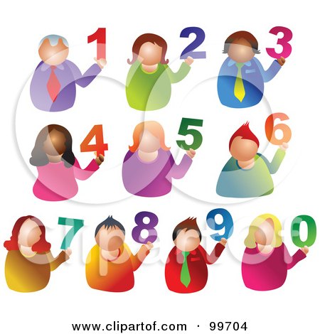 Royalty-Free (RF) Clipart Illustration of a Digital Collage Of People Holding Up Numbers by Prawny