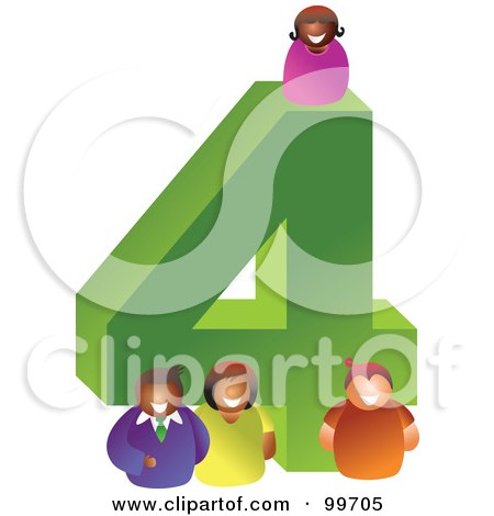 Royalty-Free (RF) Clipart Illustration of People Around A Large Number 4 by Prawny