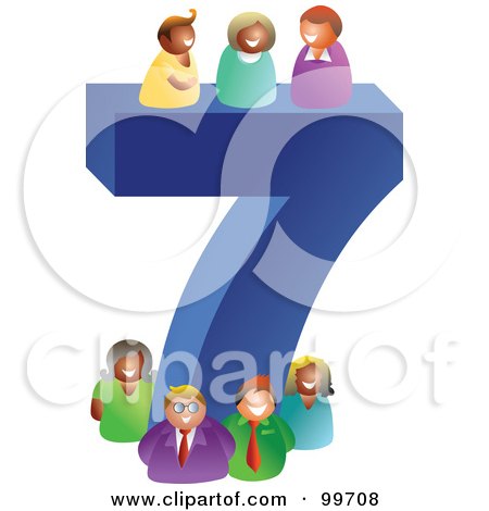 Royalty-Free (RF) Clipart Illustration of People Around A Large Number 7 by Prawny