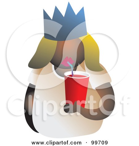 Royalty-Free (RF) Clipart Illustration of a Party Woman Wearing a Crown And Drinking Juice by Prawny