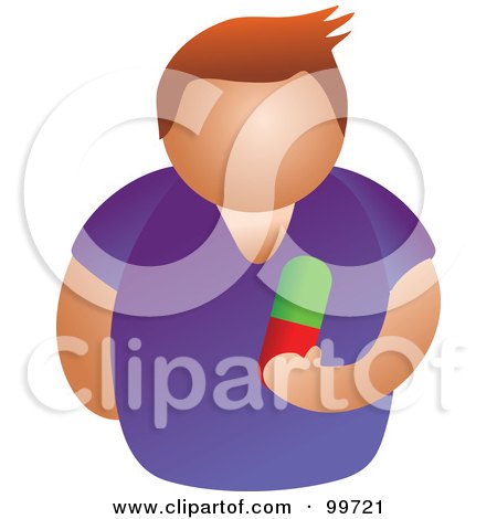 Royalty-Free (RF) Clipart Illustration of a Man Holding A Pill by Prawny