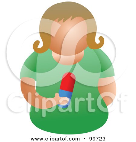 Royalty-Free (RF) Clipart Illustration of a Woman Holding a Pill by Prawny