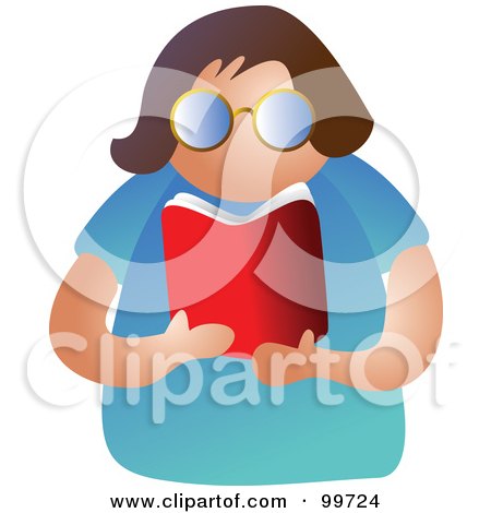 Royalty-Free (RF) Clipart Illustration of a Reading Woman Avatar by Prawny