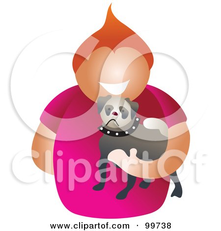 Royalty-Free (RF) Clipart Illustration of a Happy Man Holding His Pet Dog by Prawny