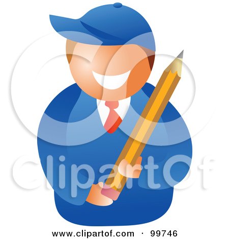 Royalty-Free (RF) Clipart Illustration of a Happy School Boy Holding A Pencil by Prawny