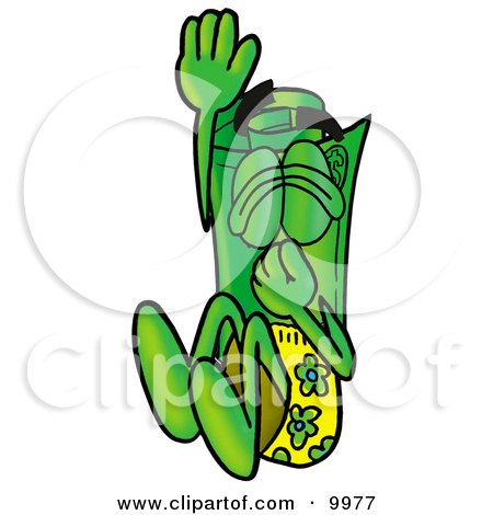 Clipart Picture of a Rolled Money Mascot Cartoon Character Plugging His Nose While Jumping Into Water by Toons4Biz