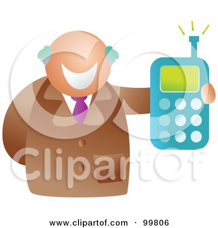 Royalty-Free (RF) Clipart Illustration of an Old Businessman Holding A Cell Phone by Prawny
