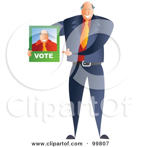 Royalty-Free (RF) Clipart Illustration of a Male Politician Holding A Voting Brochure by Prawny