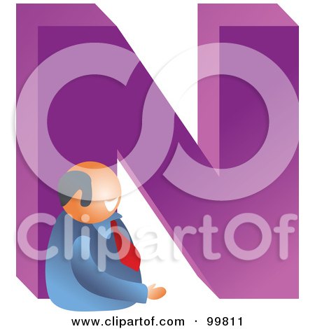 Royalty-Free (RF) Clipart Illustration of a Businessman With A Large Letter N by Prawny