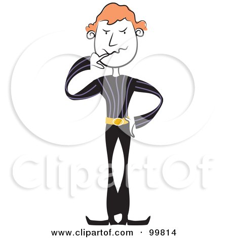 Royalty-Free (RF) Clipart Illustration of a Man In Black, Biting His Finger by Prawny