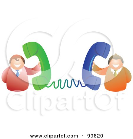 Royalty-Free (RF) Clipart Illustration of a Two Businessmen Using Landline Phones by Prawny