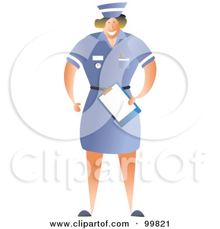 Royalty-Free (RF) Clipart Illustration of a Happy Female Nurse In A Blue Uniform by Prawny