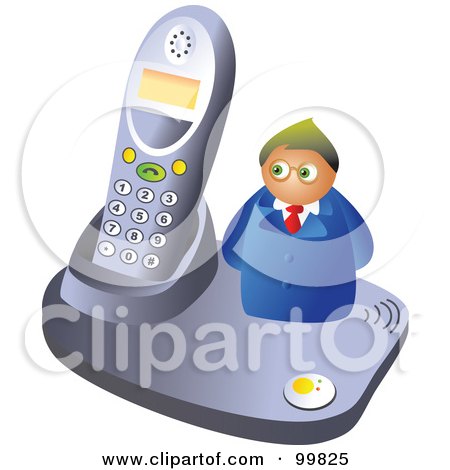 Royalty-Free (RF) Clipart Illustration of a Businessman By A Portable Phone by Prawny