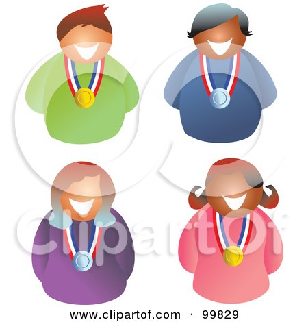 Royalty-Free (RF) Clipart Illustration of a Digital Collage Of Men And Women Wearing Medals by Prawny