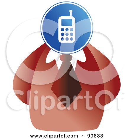 Royalty-Free (RF) Clipart Illustration of a Businessman With A Phone Sign Face by Prawny