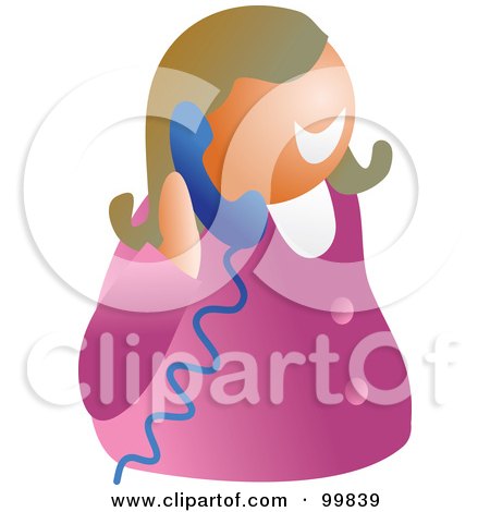 Royalty-Free (RF) Clipart Illustration of a Businesswoman Talking On A Landline Telephone by Prawny