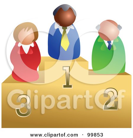 Royalty-Free (RF) Clipart Illustration of a Business Team On Podiums by Prawny