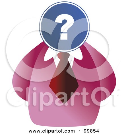 Royalty-Free (RF) Clipart Illustration of a Businessman With A Question Sign Face by Prawny