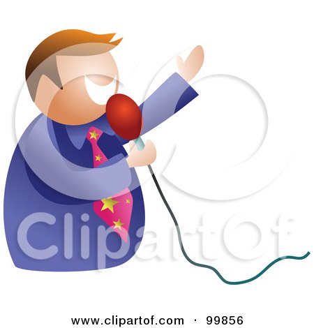 Royalty-Free (RF) Clipart Illustration of a Businessman Using A Microphone by Prawny