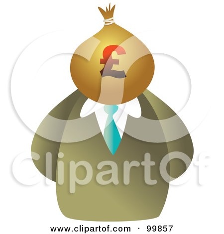 Royalty-Free (RF) Clipart Illustration of a Businessman With A Euro Money Sack Face by Prawny