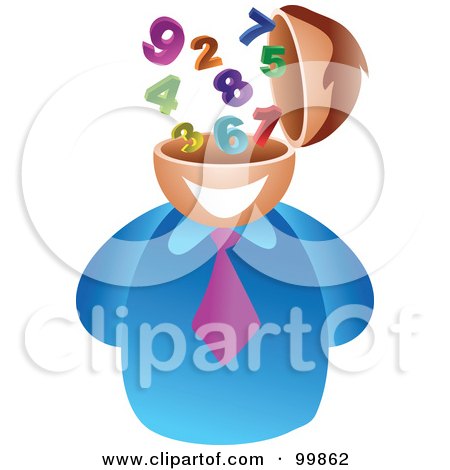 Royalty-Free (RF) Clipart Illustration of a Businessman With A Number Brain by Prawny