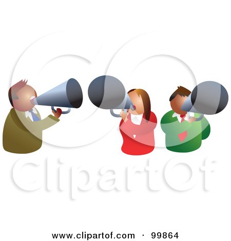 Royalty-Free (RF) Clipart Illustration of a Business Team Using Megaphones by Prawny
