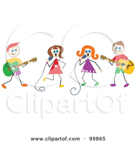 Royalty-Free (RF) Clipart Illustration of Musical Stick Children by Prawny