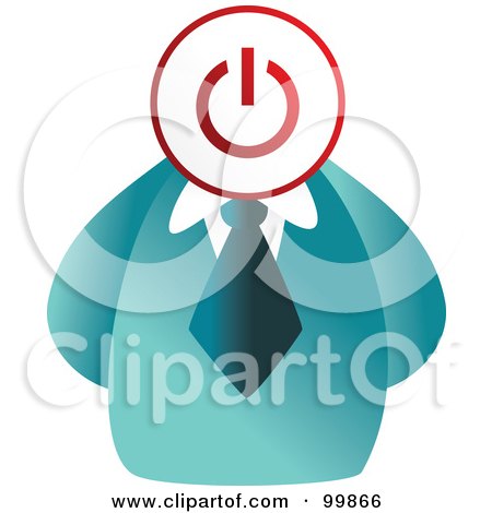 Royalty-Free (RF) Clipart Illustration of a Businessman With A Power Sign Face by Prawny