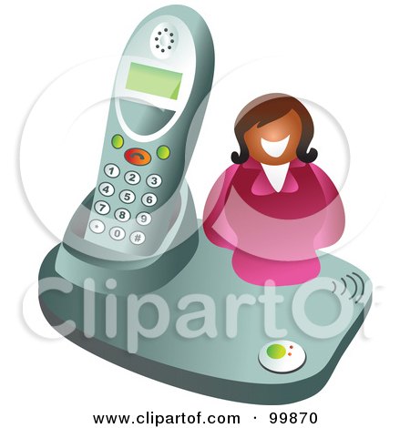 Royalty-Free (RF) Clipart Illustration of a Businesswoman By A Portable Telephone by Prawny