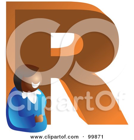 Royalty-Free (RF) Clipart Illustration of a Woman With A Large Letter R by Prawny