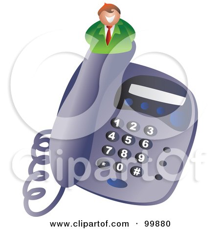 Royalty-Free (RF) Clipart Illustration of a Businessman On A Desk Phone by Prawny