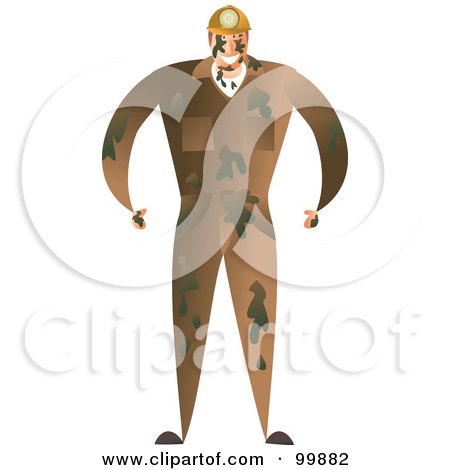Royalty-Free (RF) Clipart Illustration of a Messy Miner In Dirty Coveralls by Prawny