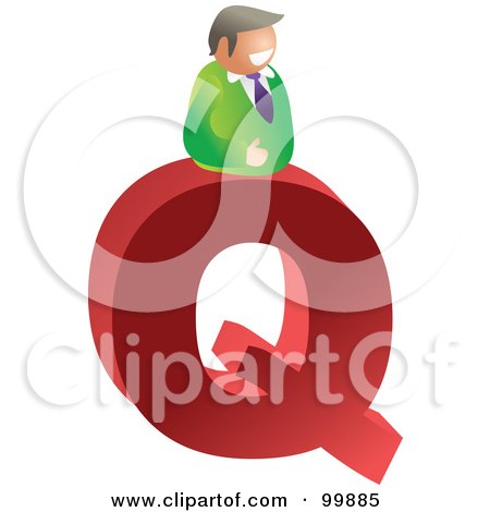 Royalty-Free (RF) Clipart Illustration of a Businessman With A Large Letter Q by Prawny