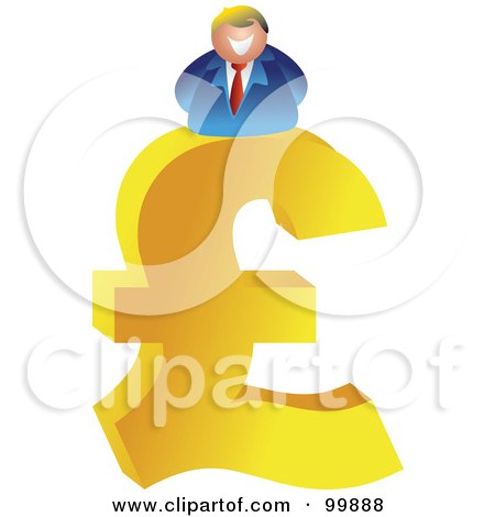 Royalty-Free (RF) Clipart Illustration of a Business Man Sitting On A Large Pound Symbol by Prawny