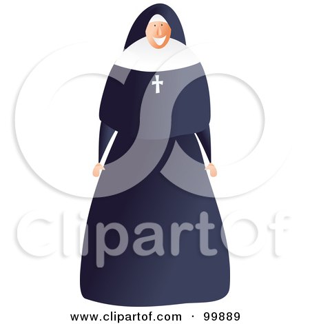 Royalty-Free (RF) Clipart Illustration of a Happy Female Nun by Prawny