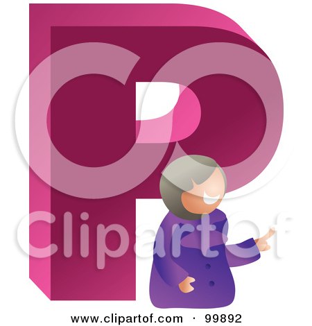 Royalty-Free (RF) Clipart Illustration of a Woman With A Large Letter P by Prawny