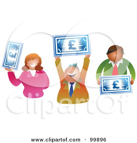 Royalty-Free (RF) Clipart Illustration of a Business Team Holding Euro Banknotes by Prawny