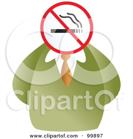 Royalty-Free (RF) Clipart Illustration of a Businessman With A No Smoking Sign Face by Prawny