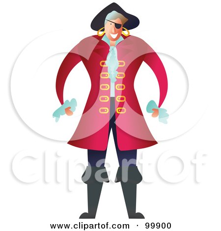Royalty-Free (RF) Clipart Illustration of a Male Pirate In A Red Coat by Prawny